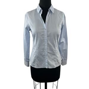 Allen Solly Blue Cotton Tailored Button-Up Dress Shirt Long Sleeve Classic S